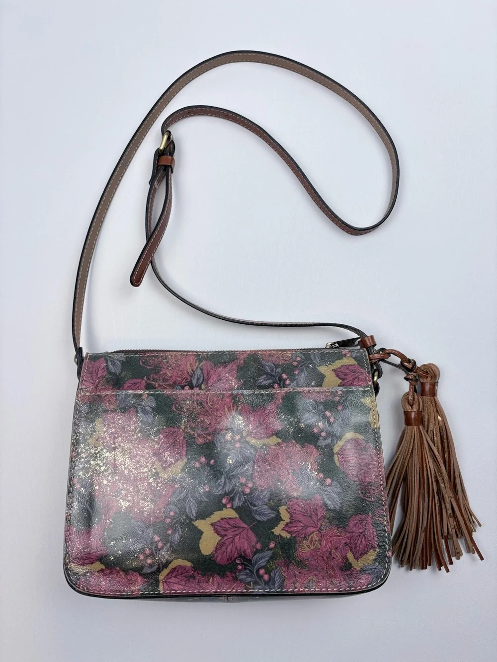 Patricia Nash Floral Leather Crossbody Shoulder Bag Purse